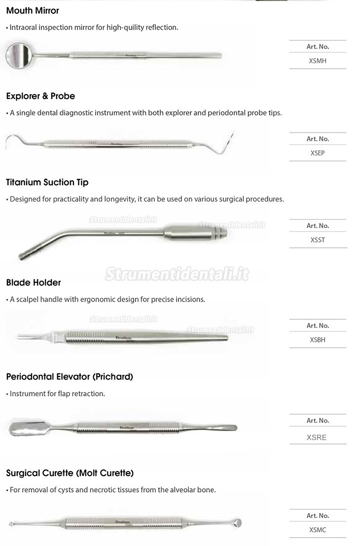 Kit di chirurgia orale dentium (Set per chirurgia implantare 18 pezzi)